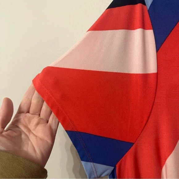 Lane Bryant Short Sleeve Striped Asymmetrical Hem Midi Dress Size 14/16 GUC - Picture 6 of 9